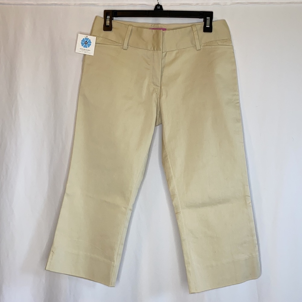 Flat Front Stretch Tan Capris